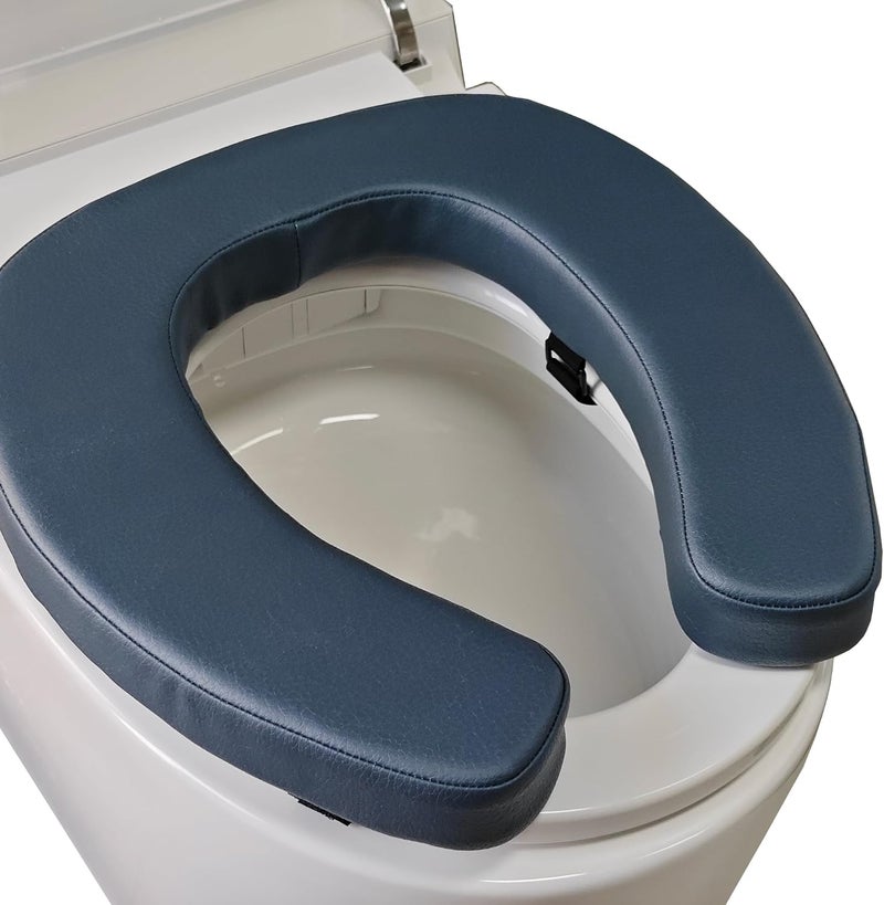 Deftyolo Toilet Seat Cushion Toilet Seat Riser with 2-inch High-Density Foam Performance Microfiber Fabric-Suitable for Standard,Elongated Toilets Bedside Commode(Blue) - Image 1